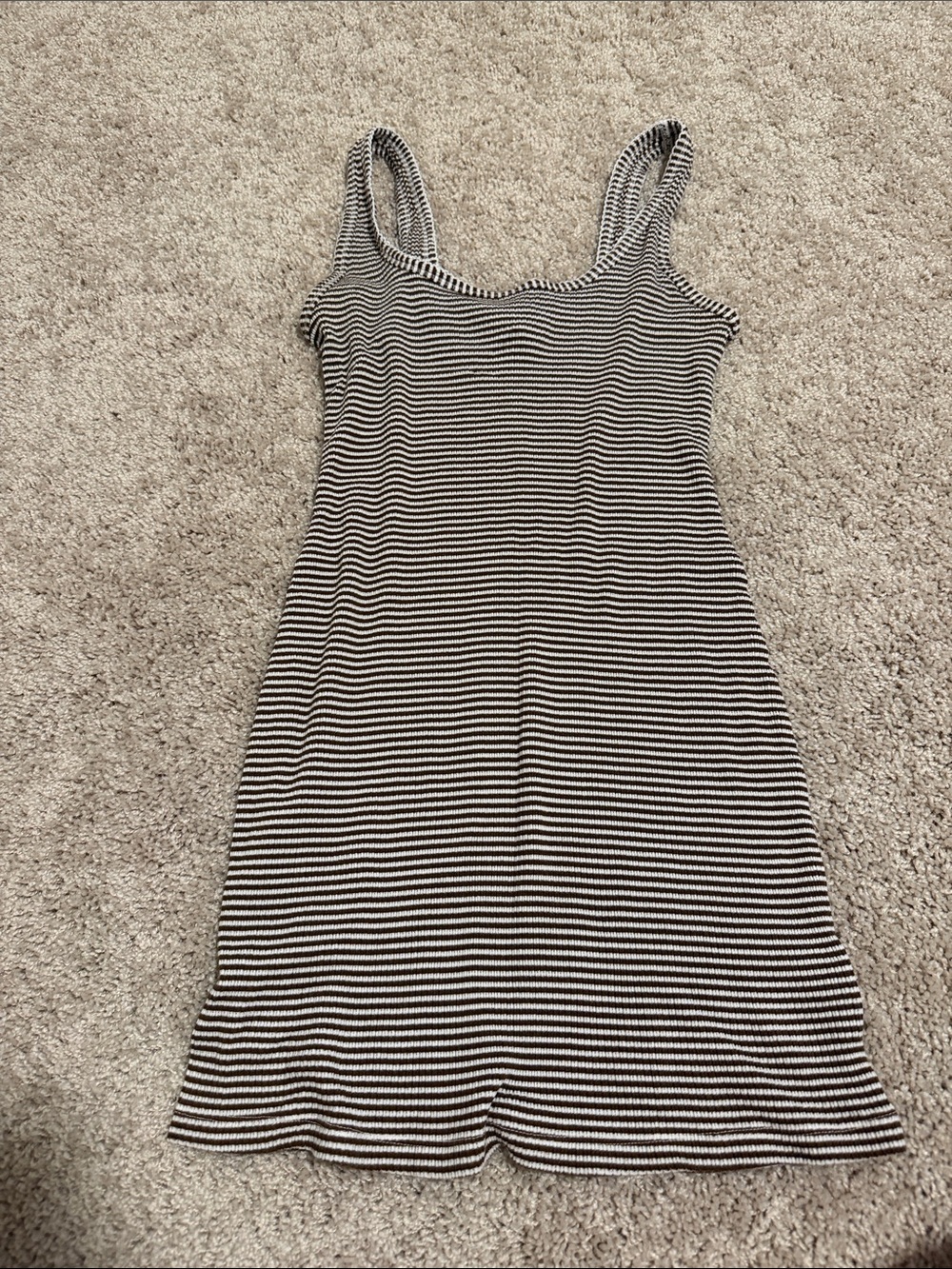 Classic Brown & White Striped Tank Dress